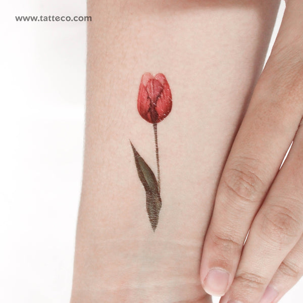 Watercolor Tulip Temporary Tattoo - Set of 3