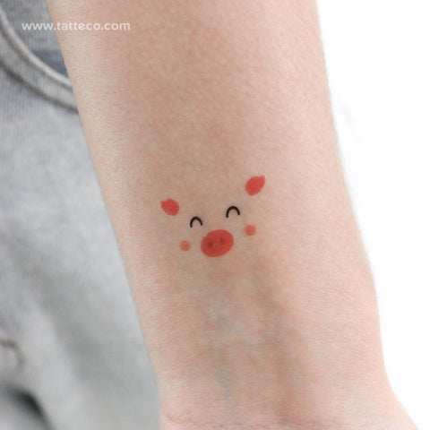 Minimalist Pig Face Temporary Tattoo - Set of 3