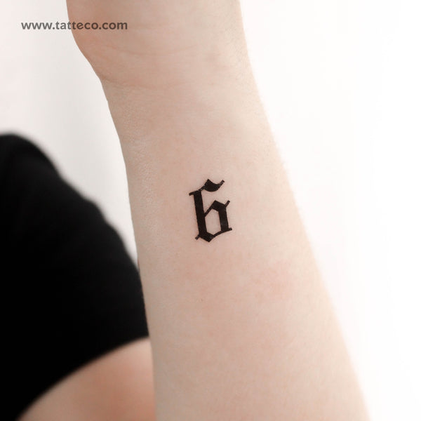 Gothic Style Number 6 Temporary Tattoo - Set of 3