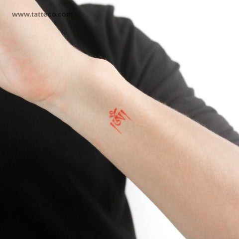 Red Tibetan Om Temporary Tattoo - Set of 3