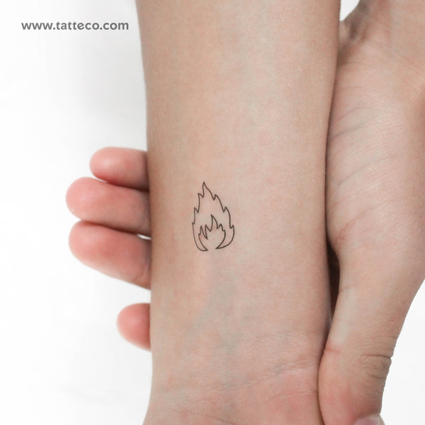 Fire Flame Outline Temporary Tattoo - Set of 3