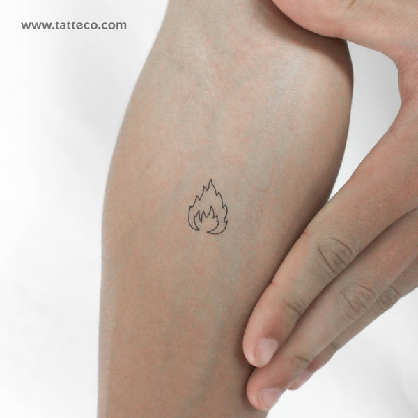 Fire Flame Outline Temporary Tattoo - Set of 3