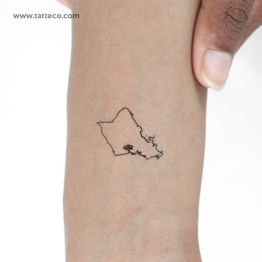 Oahu Map Temporary Tattoo - Set of 3