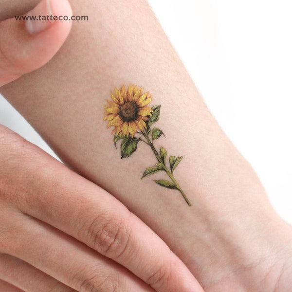 Watercolor Sunflower Temporary Tattoo - Set of 3