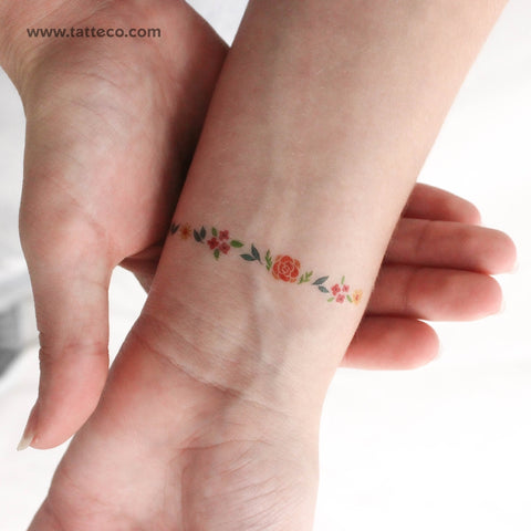 Flower Bracelet Temporary Tattoo by Zihee - Set of 3