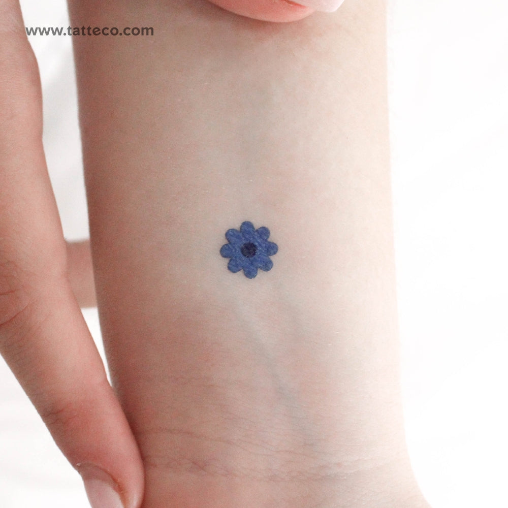 Blue Flower Temporary Tattoo - Set of 3