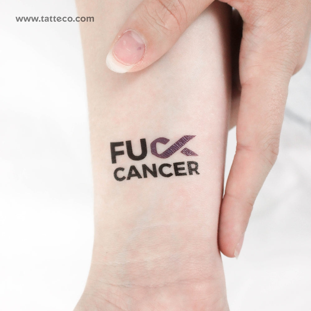 Fuck Pancreatic Cancer Temporary Tattoo - Set of 3