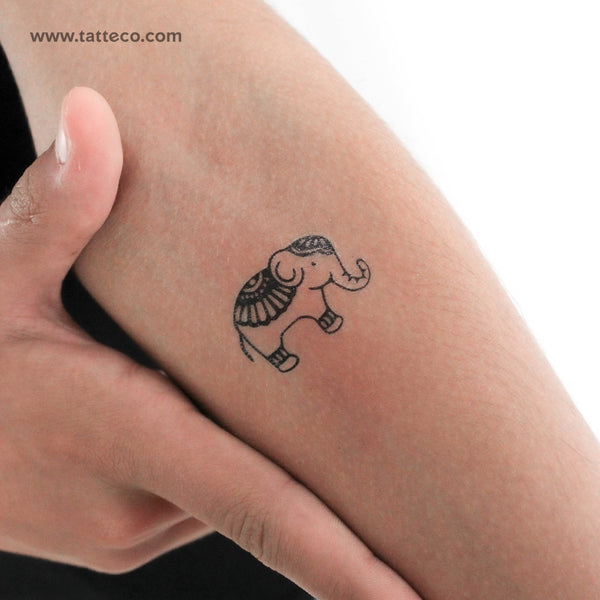 Ornamental Elephant Temporary Tattoo (Set of 3)