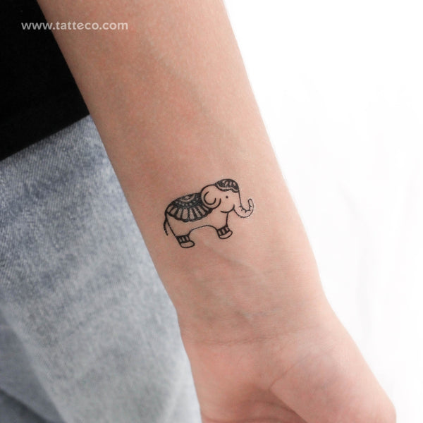 Ornamental Elephant Temporary Tattoo (Set of 3)