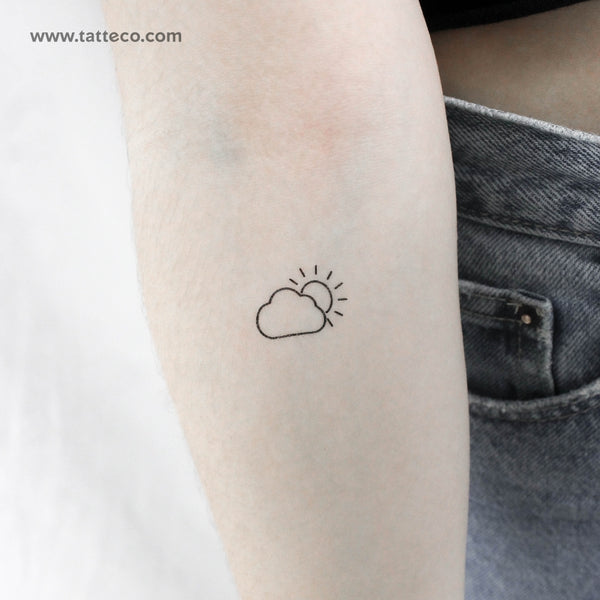 Small Cloudy Day Temporary Tattoo - Set of 3