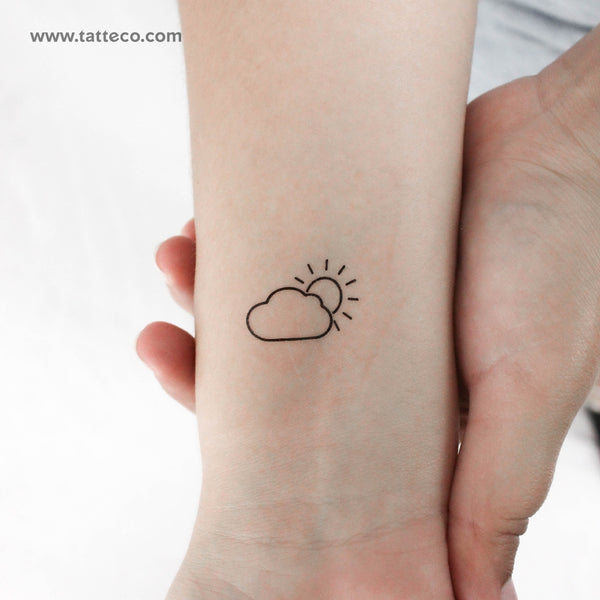 Small Cloudy Day Temporary Tattoo - Set of 3