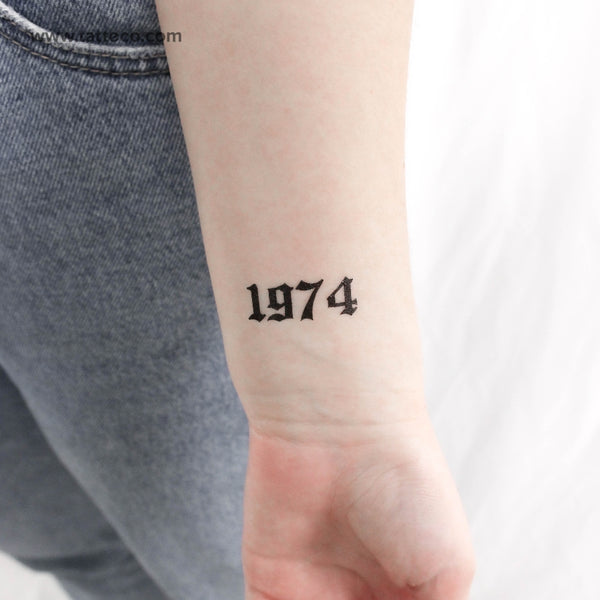 Gothic 1974 Birth Year Temporary Tattoo - Set of 3