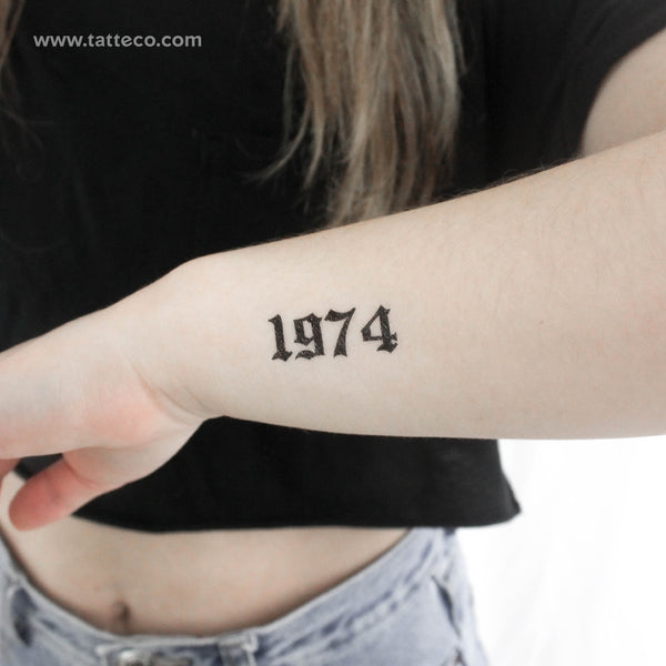 Gothic 1974 Birth Year Temporary Tattoo - Set of 3