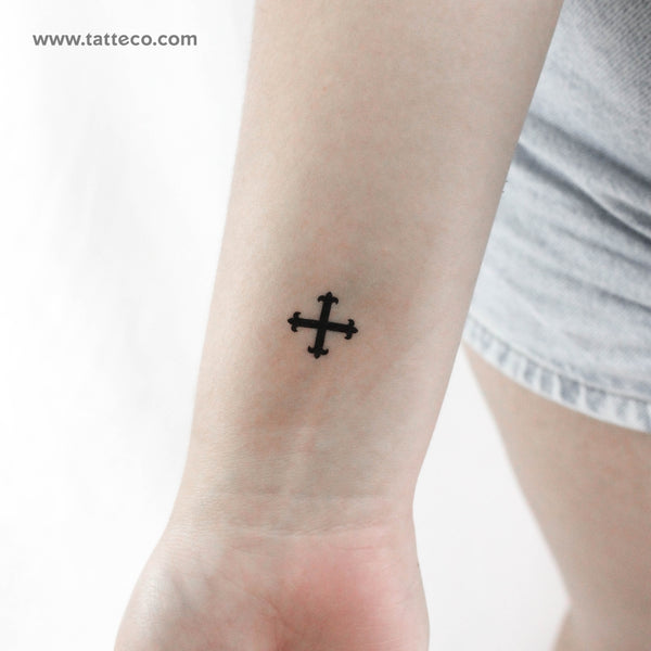 Cross Fleury Temporary Tattoo - Set of 3