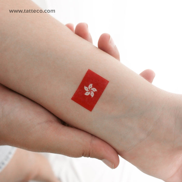 Flag Of Hong Kong Temporary Tattoo - Set of 3