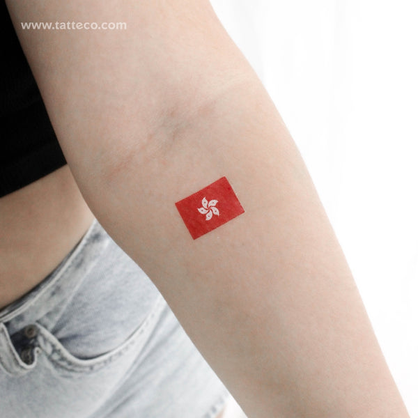 Flag Of Hong Kong Temporary Tattoo - Set of 3