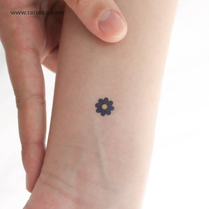 Dark Blue Flower Temporary Tattoo - Set of 3