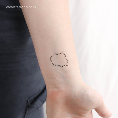 Poland Map Outline Temporary Tattoo - Set of 3