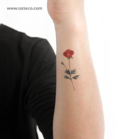 Red Chrysanthemum Temporary Tattoo by Zihee - Set of 3