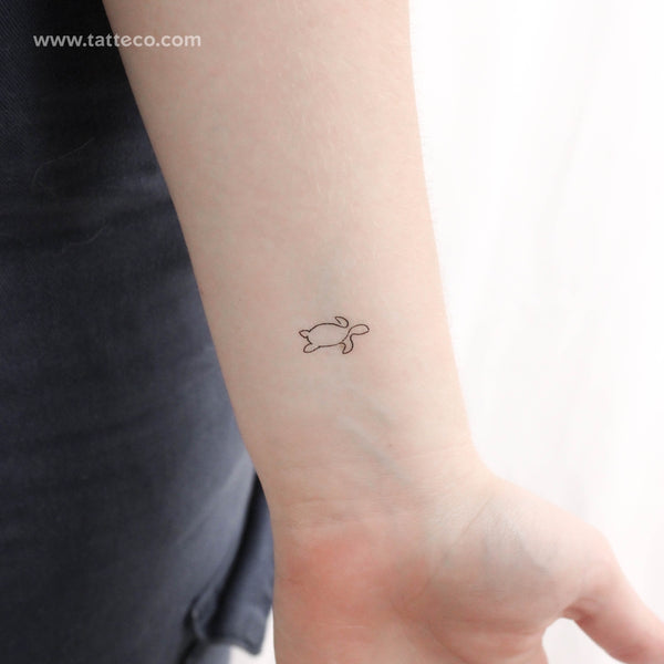 Single Line Turtle Temporary Tattoo - Set of 3