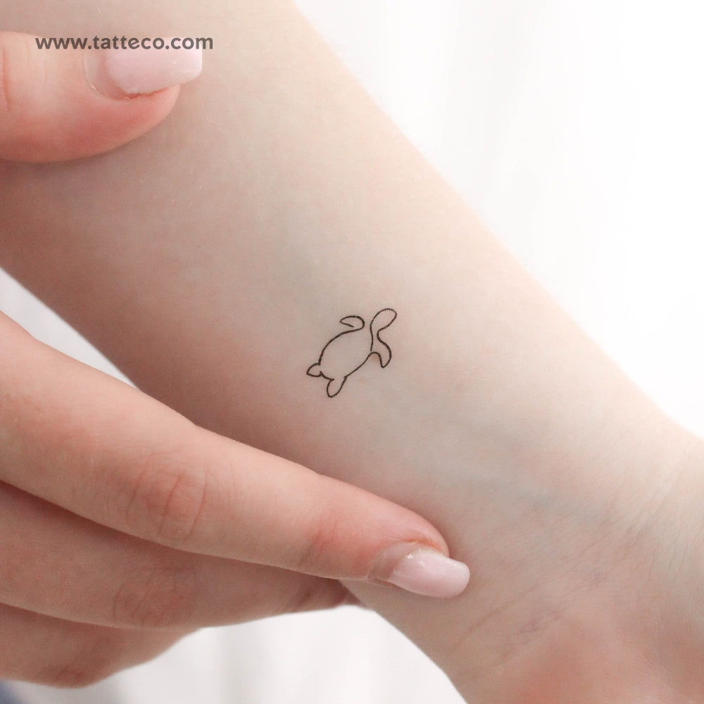 Single Line Turtle Temporary Tattoo - Set of 3