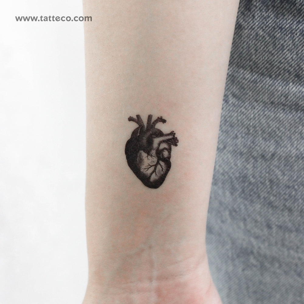 Engraving Anatomical Heart Temporary Tattoo - Set of 3