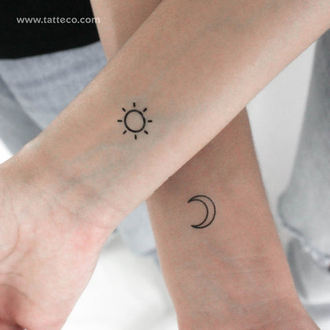 Matching Sun And Moon Temporary Tattoo - Set of 3+3