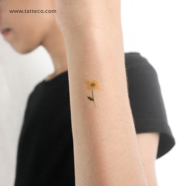 Small Yellow Flower Temporary Tattoo by Zihee - Set of 3