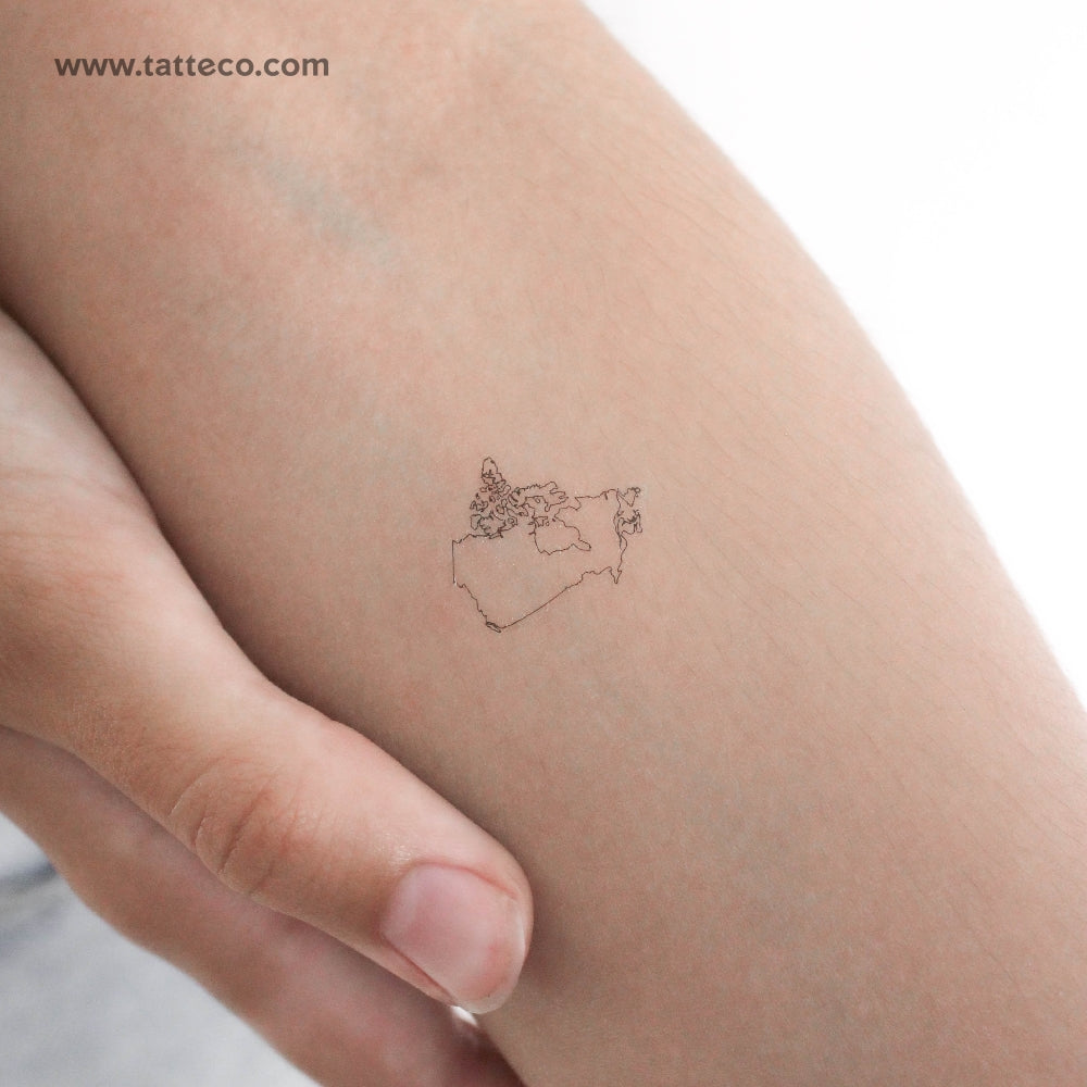 Fine Line Canada Map Temporary Tattoo - Set of 3