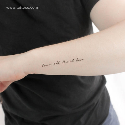 Love All Trust Few Temporary Tattoo - Set of 3