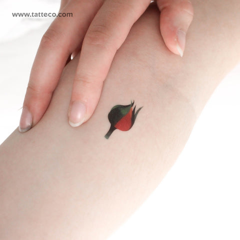 Orange Rose Bud Temporary Tattoo by Zihee - Set of 3