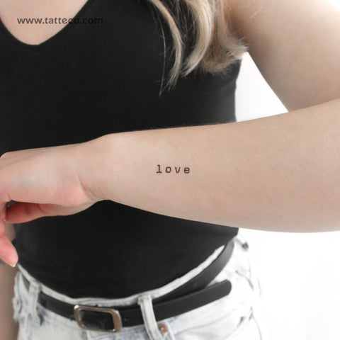 Typewriter Font Love Temporary Tattoo - Set of 3