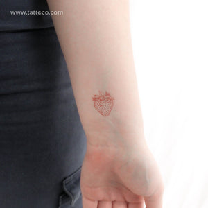 Red Strawberry Temporary Tattoo - Set of 3