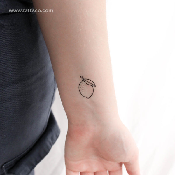 Single Line Lemon Temporary Tattoo - Set of 3