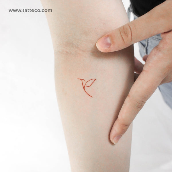 Red Hummingbird Temporary Tattoo - Set of 3