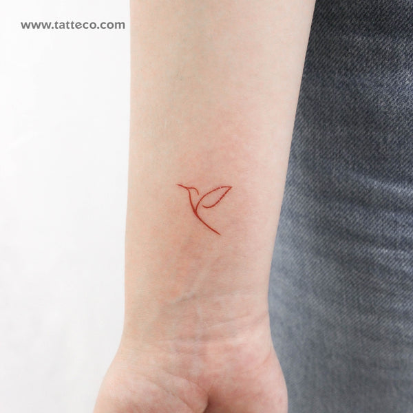 Red Hummingbird Temporary Tattoo - Set of 3