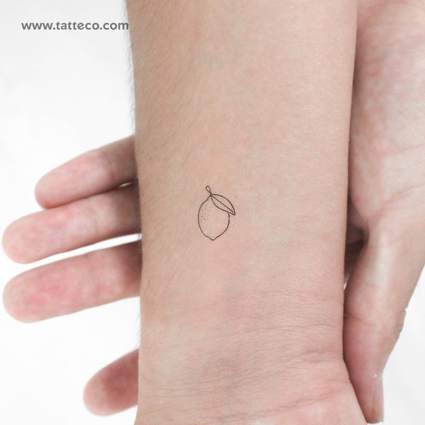 Tiny Single Line Lemon Temporary Tattoo - Set of 3