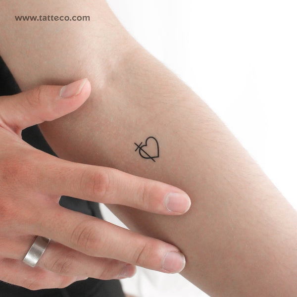 Little Cross Heart Temporary Tattoo - Set of 3