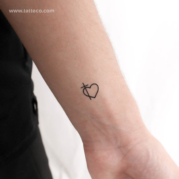 Little Cross Heart Temporary Tattoo - Set of 3