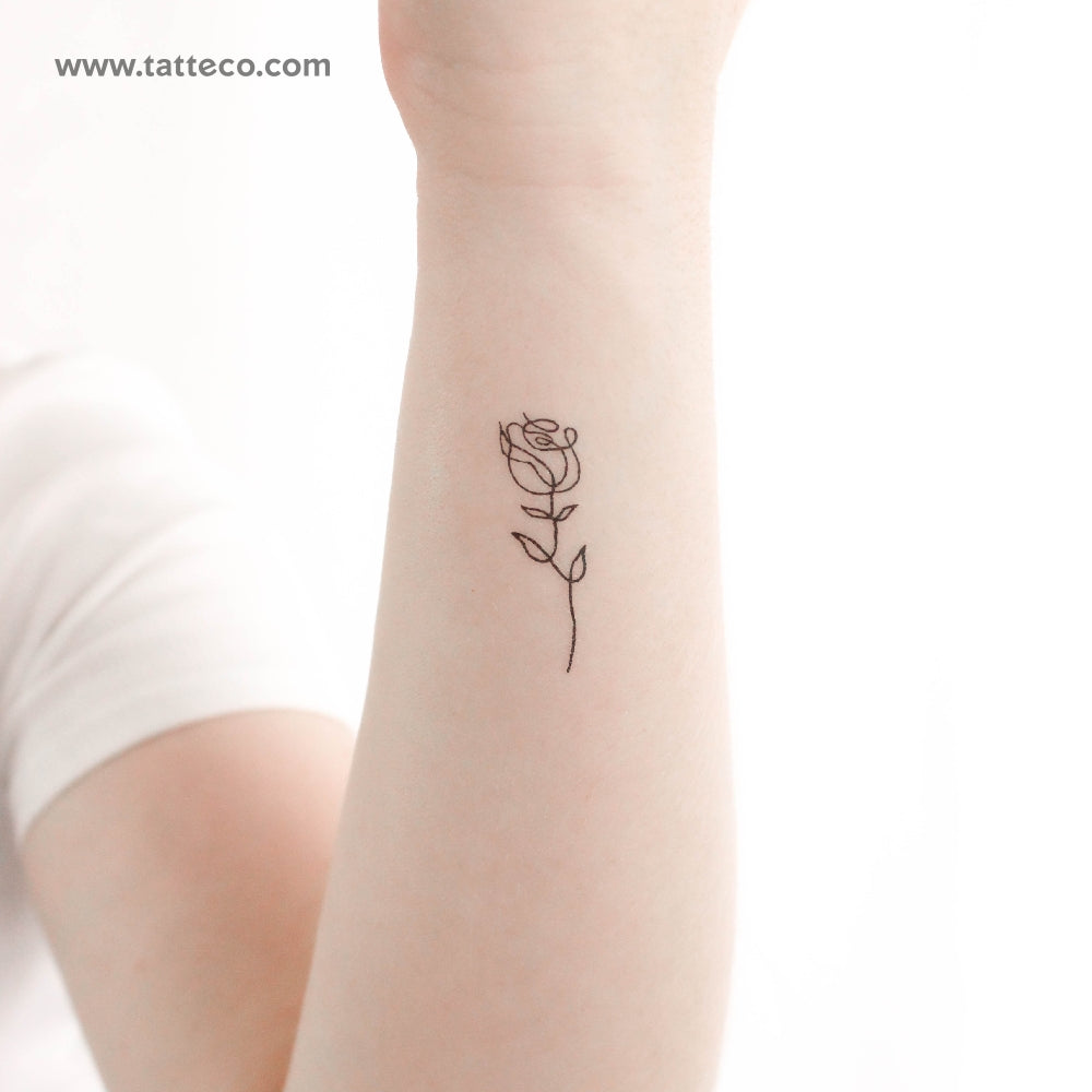 Single Line Rose Temporary Tattoo - Set of 3