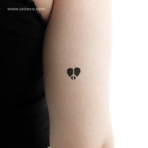 Negative Space Peace & Love Symbol Temporary Tattoo - Set of 3