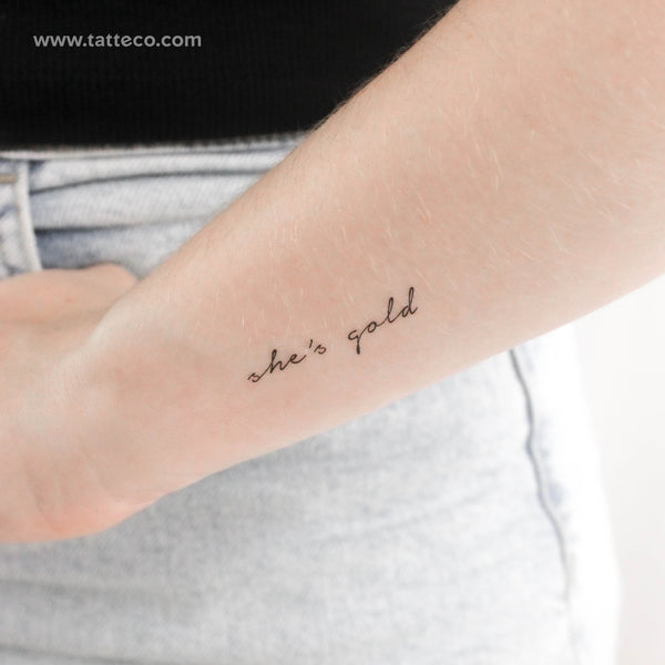 She's Gold Temporary Tattoo - Set of 3