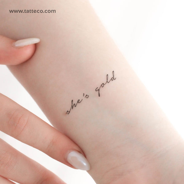 She's Gold Temporary Tattoo - Set of 3