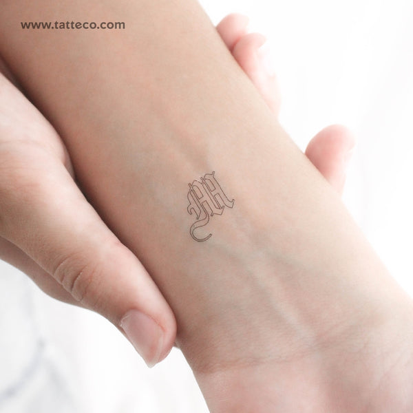 Old English M Letter Temporary Tattoo - Set of 3