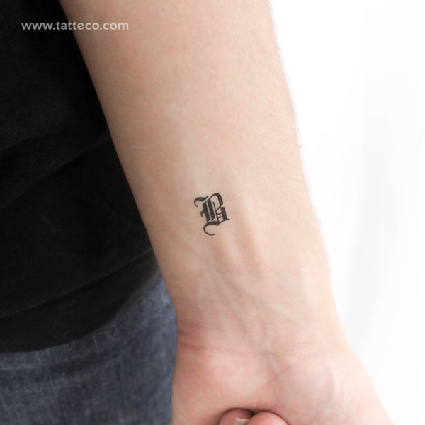 Gothic B Letter Temporary Tattoo - Set of 3