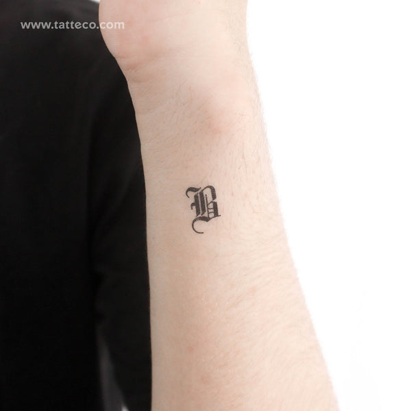 Gothic B Letter Temporary Tattoo - Set of 3