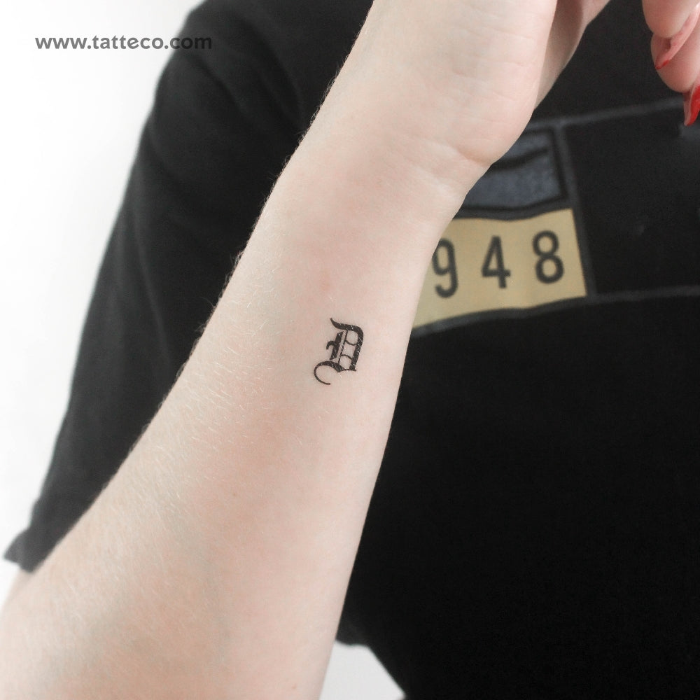 Gothic D Letter Temporary Tattoo- Set of 3