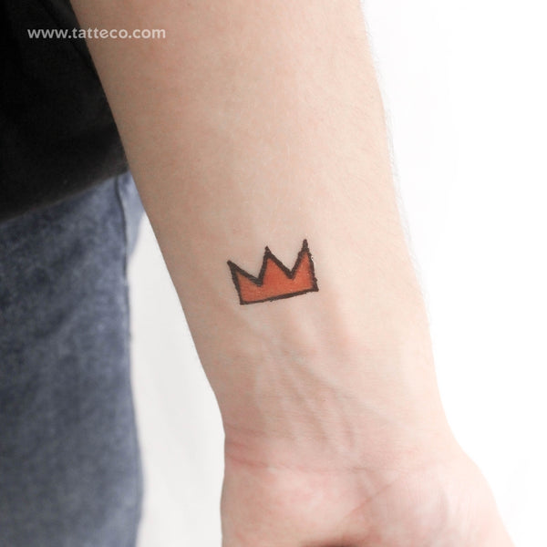 Hand-Drawn Yellow Crown Temporary Tattoo - Set of 3