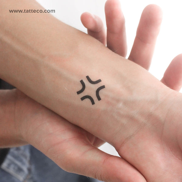 Anger Symbol Temporary Tattoo - Set of 3