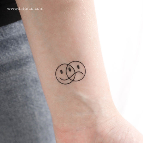 Happy and Sad Smiley Face Temporary Tattoo - Set of 3